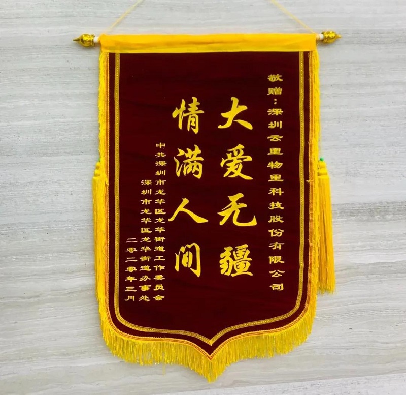 錦旗飄飄顯大愛，防疫抗災贊云里